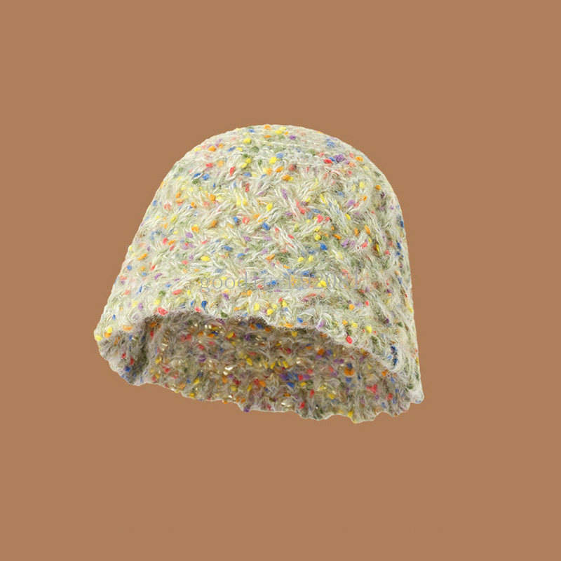 Gorros de pescador cálidos para mujer, gorro de pescador tejido de arco iris a la moda, gorro de lavabo informal a prueba de viento para exteriores, otoño e invierno