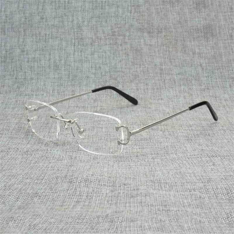 2024 Designer Moda Top Designers Vintage Rimless Square Glasses Clear Men Men Oval Wire Ocheeglasses Metal Optical Metal Frame de tamanho grande Mulheres lendo Oculoskajia