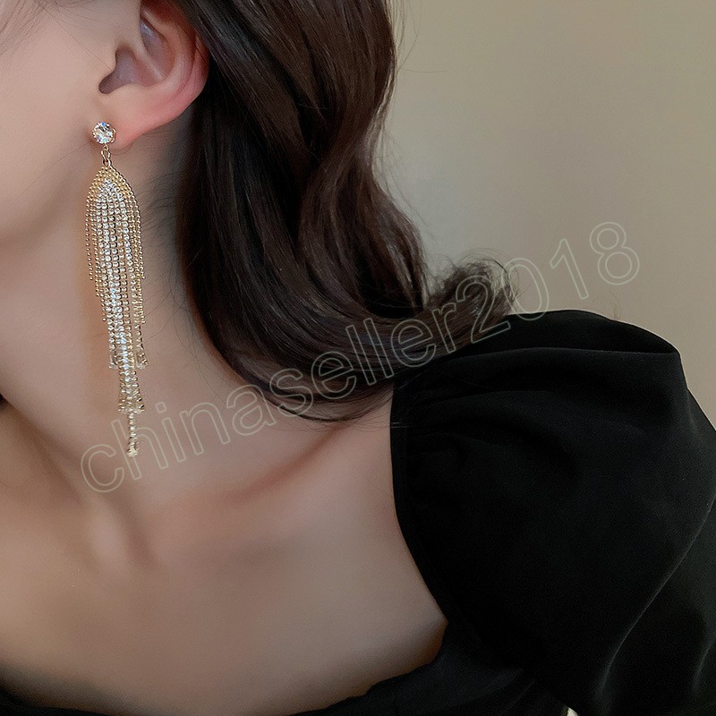Zircon géométrique diamant gland boucles d'oreilles pendantes pour femmes exagéré rétro minimaliste goutte boucle d'oreille à la mode fête bijoux