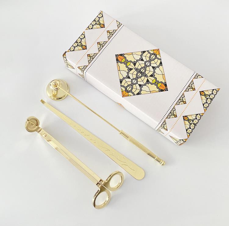 Handverktyg 3 i 1 Candle Accessory Set Black Sier Gold Wick Trimmer Cutter Scissors Snuffer släckare julklapp till ljus SN4122