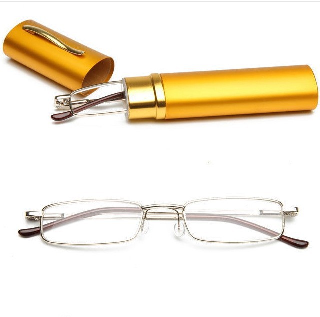 Lesebrille für ältere Menschen, ultraleicht, tragbar, Anti-Ermüdungs-Presbyopie-Brille mit Etui, Diopter-Brillenleser, presbyopische Mini-Tasche, tragbarer Clip aus Aluminium