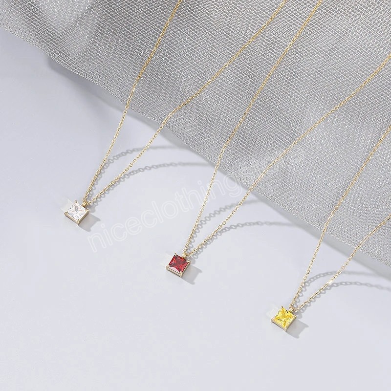Collier pendentif carré Simple pour femmes, tendance, pull en or, chaîne de clavicule, bijoux cadeau de fête de mariage