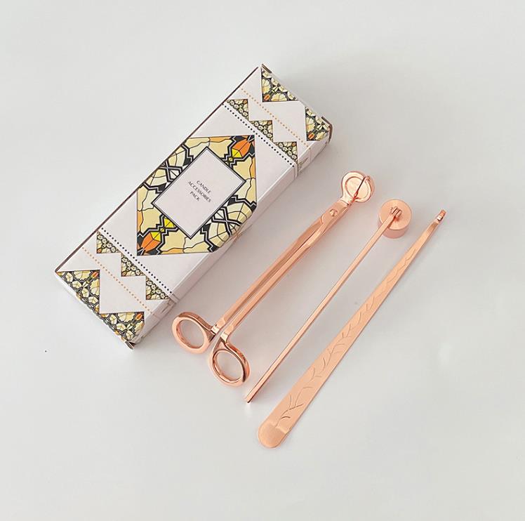 Handverktyg 3 i 1 Candle Accessory Set Black Sier Gold Wick Trimmer Cutter Scissors Snuffer släckare julklapp till ljus SN4122