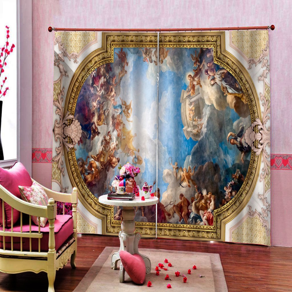 Europeiska 3D -gardiner Angel Design Gardiner för vardagsrum sovrum dekoration gardiner