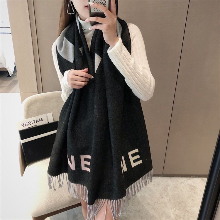 Designer Cashmere Scarfs luxury Winter brand Wool Scarf ccity fashion Men Women Gradient color Classic Letter pattern Pashmina shawl Scarves Christmas gift box C1