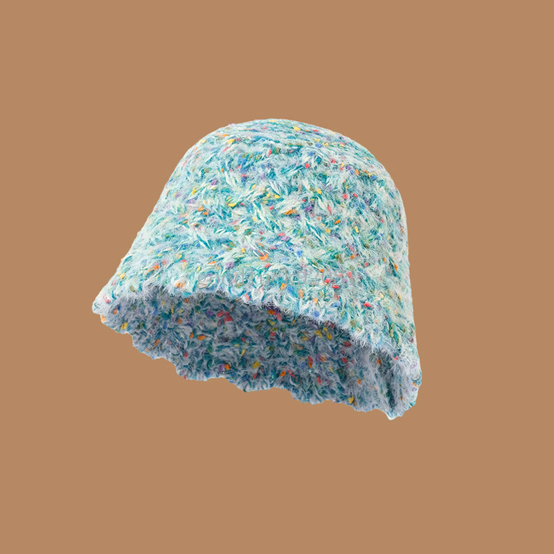 Chapeaux seau chauds pour femmes, mode arc-en-ciel tricoté, casquette de pêcheur décontractée, chapeau de bassin coupe-vent pour l'extérieur, automne et hiver