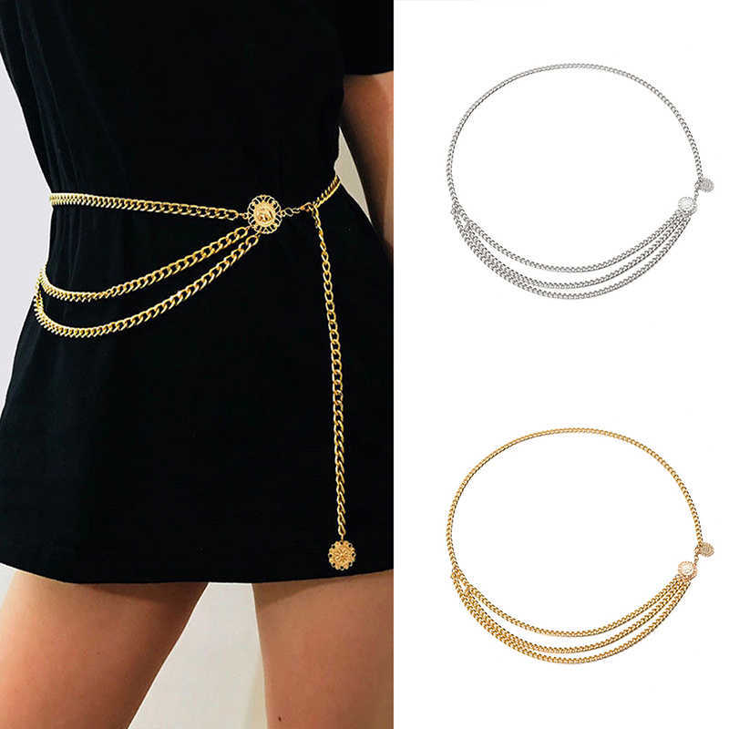 Bälten Retro kvinnorbälten för midjeband All-Match Multilayer Long Tassel For Party Jewelry Dress Waist Chain Coin Pendant Belts Z0404