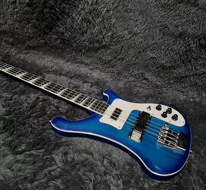 Ricken 4003 Electric Guitar, Bass Guitar, Transparent Blue Color, Basswood Body, Rosewood Fretboard, 4Strings Guitarra