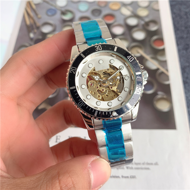 ファッションフルブランド腕時計メンズ男性スタイル自動機械式高級ロゴステンレス鋼バンド時計 X269