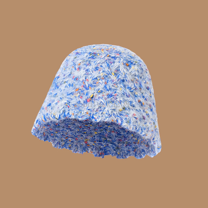 Gorros de pescador cálidos para mujer, gorro de pescador tejido de arco iris a la moda, gorro de lavabo informal a prueba de viento para exteriores, otoño e invierno