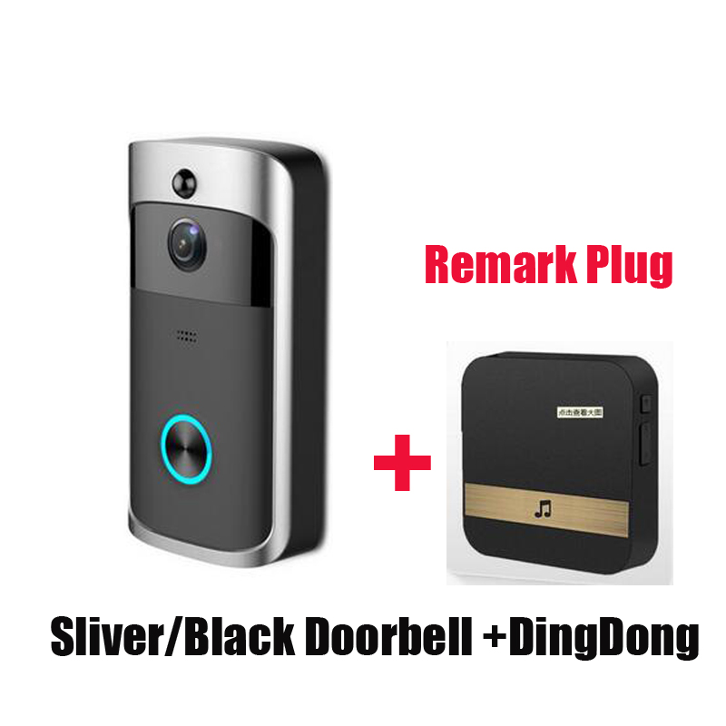 V5 720P Wireless WiFi Video Doorbell Smart Phone Door Ring Intercom Security System IR Visual HD Camera Bell Waterproof Cat Eye with DingDong for Home Life Office
