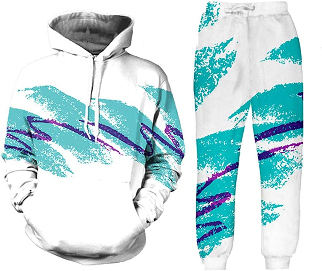 Jugend Neuheit Männer/Frauen Color Dye 3D Druck Trainingsanzug Herbst Casual Herren Trainingsanzug Langarm Hoodies Sweatshirt und Hose Set RA04