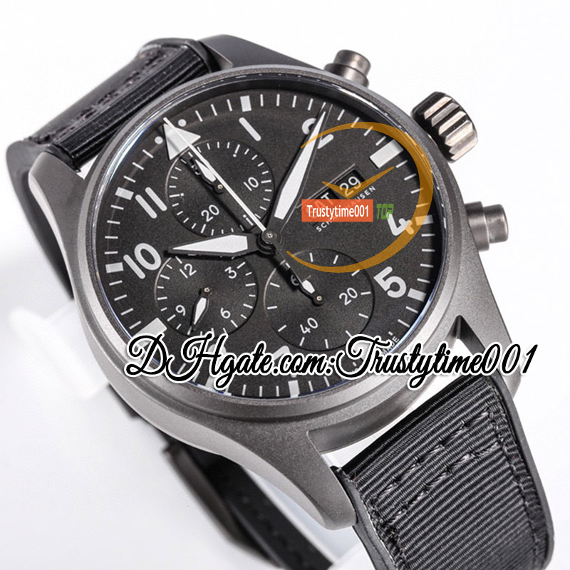 TWF AZ388106 A69385 Automatisk kronograf MENS Titta på Black Dial Arabiska siffror Markörer 316L Rostfritt fodral Rummi Rem Super Edition TrustyTime001Watches