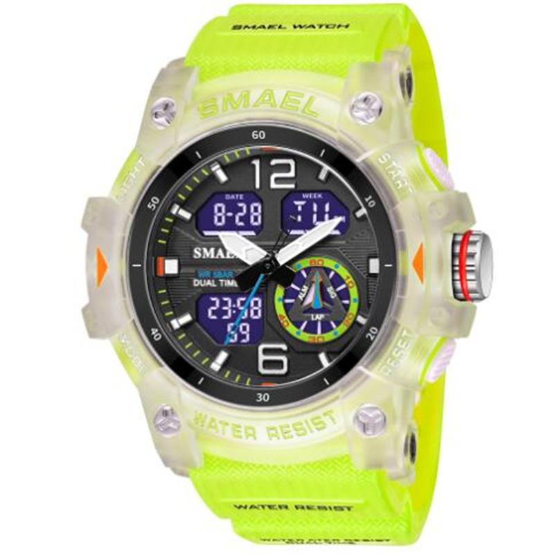 Smael SL8007 Relogio Męskie zegarki sportowe prowadzone przez chronograf zegarek wojskowy zegarek cyfrowy dobry prezent dla mężczyzn Boy285U