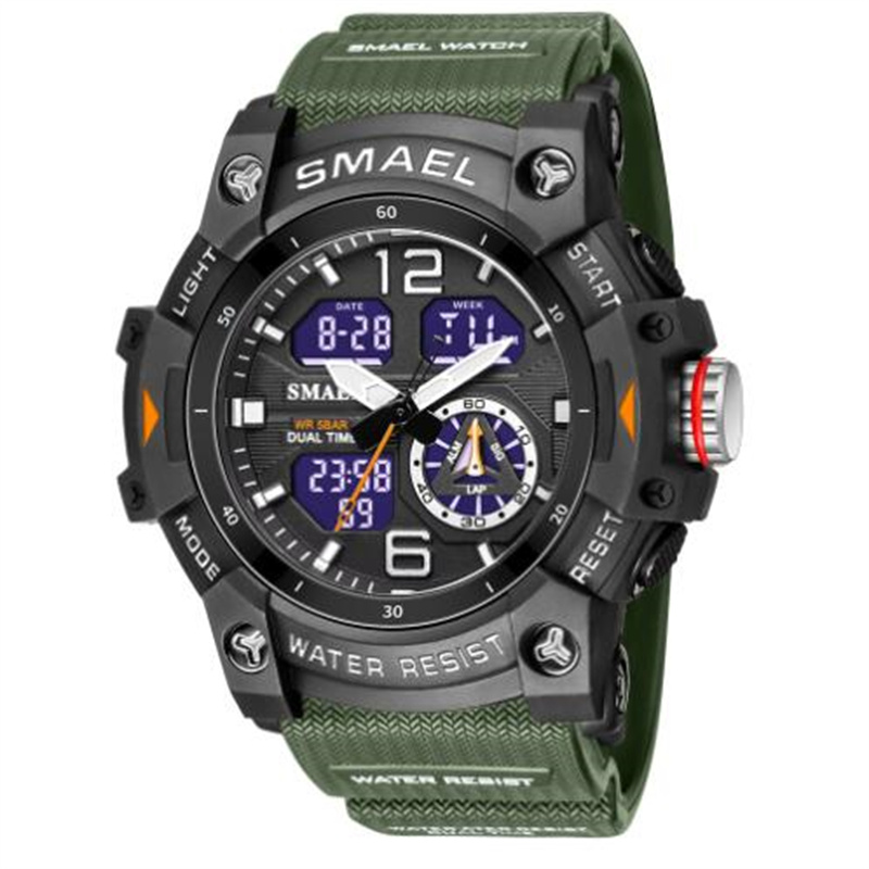 Smael SL8007 Relogio Men's Sports Watches LED CHRONOGRAPH WRISTWATCH Military Watch Digital Watch Good Gift for Men Boy280s