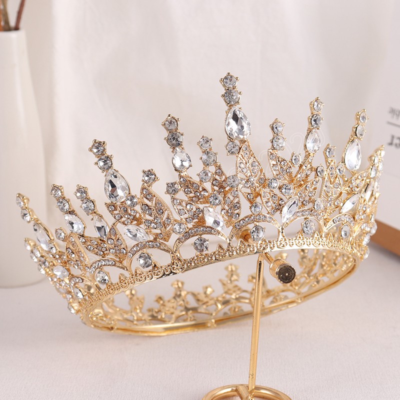 Corona di tiara con strass di cristallo bianco le donne Tiara principessa Matrimonio Compleanno Festa Accessori capelli Accessori gioielli Copricapo