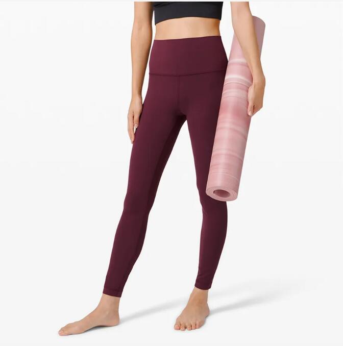 LU Einfarbige Damen-Yogahose, hohe Taille, Ausrichtung, Sport-Fitness-Set, Strumpfhosen, elastische Fitness, Damen-Outdoor-Sportarten, LL Yoga-Leggings, Strumpfhosen lu-008