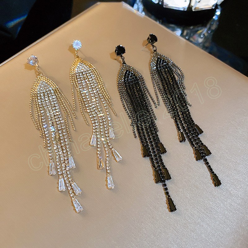 Zircon géométrique diamant gland boucles d'oreilles pendantes pour femmes exagéré rétro minimaliste goutte boucle d'oreille à la mode fête bijoux