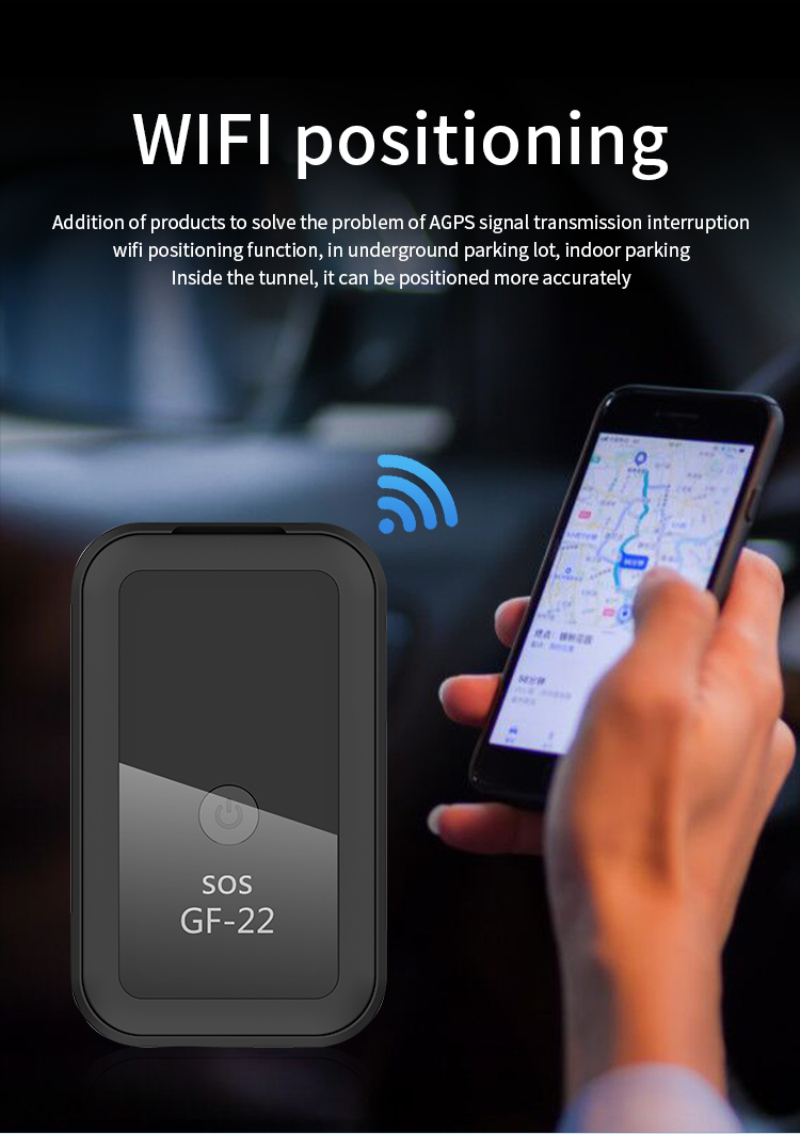 GF22 Alarme anti-perte Traceur GPS de voiture Mini localisateur intelligent Dispositif de suivi en temps réel magnétique puissant Enregistrement vocal Appareil pour animaux de compagnie Positionnement par satellite