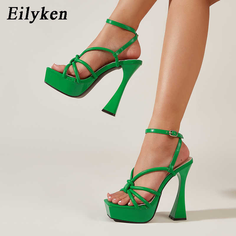 top Buckle Strap Women Sandals Summer Fashion Modern Peep Toe Square Heels Extreme Pole Dancing Shoes 230306