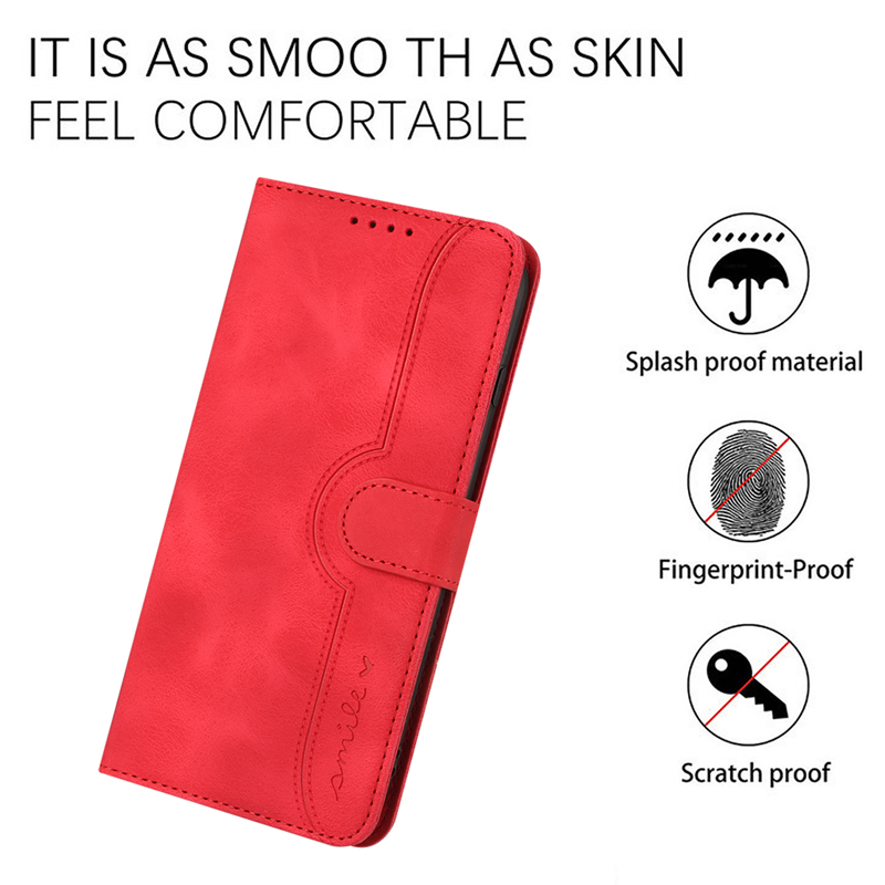 Étuis en cuir à rabat portefeuille pour iPhone 14 pro max 13 12 11 XR XS MAX 6G 7G 8G Heart Love Smile Cash ID Porte-carte de crédit Kickstand Cover Pouch Strap