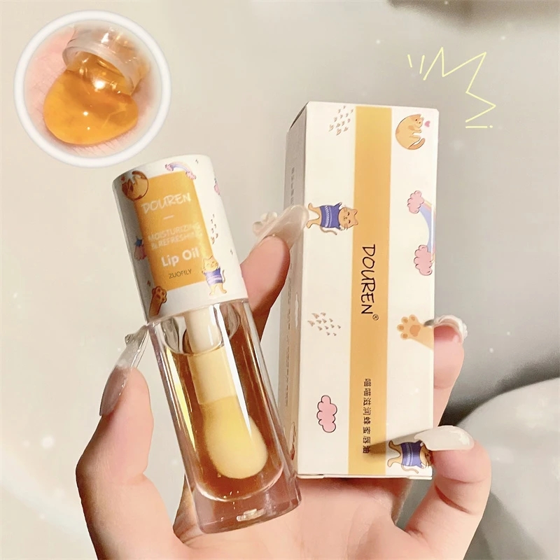 Honey Lip Oil Lip Cream Non-sticky Moisturizes Reduce lip wrinkles Repair Damage Lip Moist Lip Cream Colorful Lip Balm