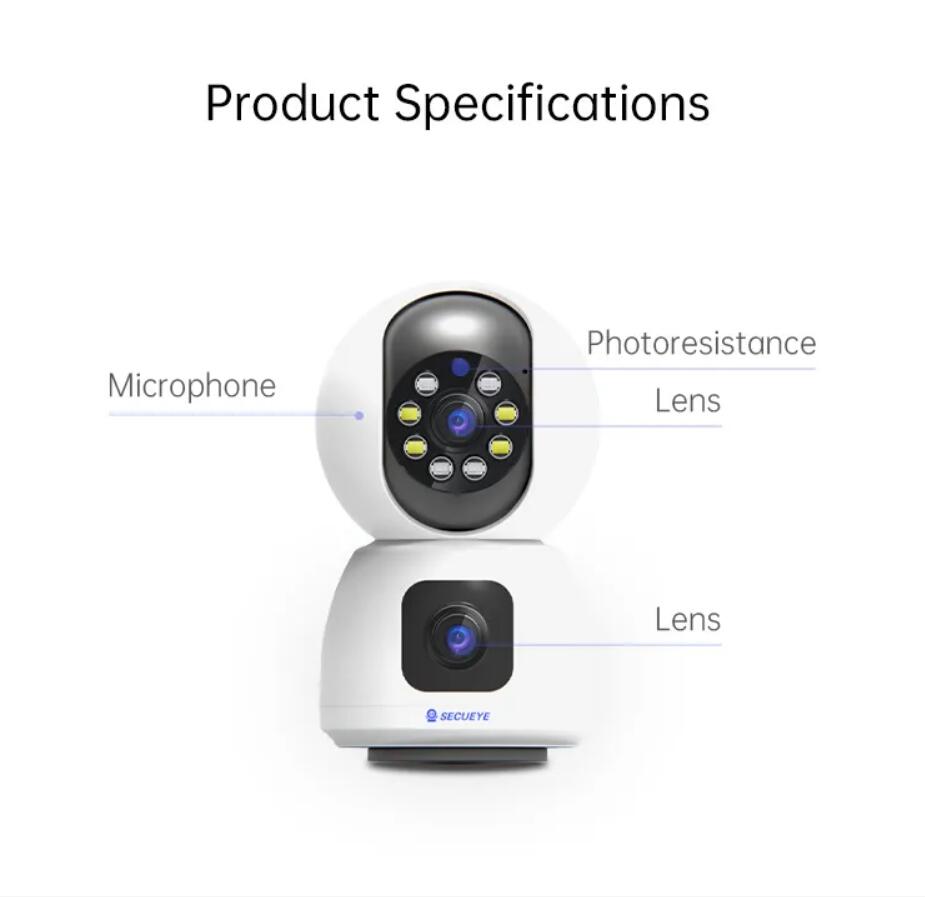 2.4 GHz Wireless Cameras Digital Baby Monitor Dual Lens 360 Rotation Home Security IP Camera Auto Night Vision WiFi Video Monitor