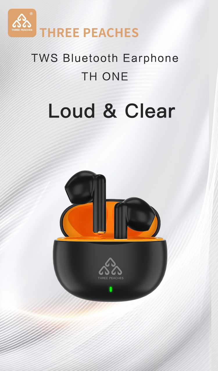 Original Authentic Three Peach St One Wireless Bluetooth Headset In-Ear Call Noise Reduction Stereo Earbuds för Samsung Android iPhone