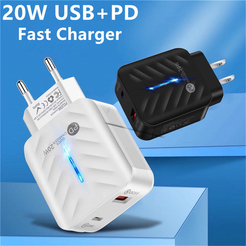 20W USB C充電器クイックチャージEU US Plug PD USB-C Typec Fast USB充電器用iPhone 14 Xiaomi Samsung with Box