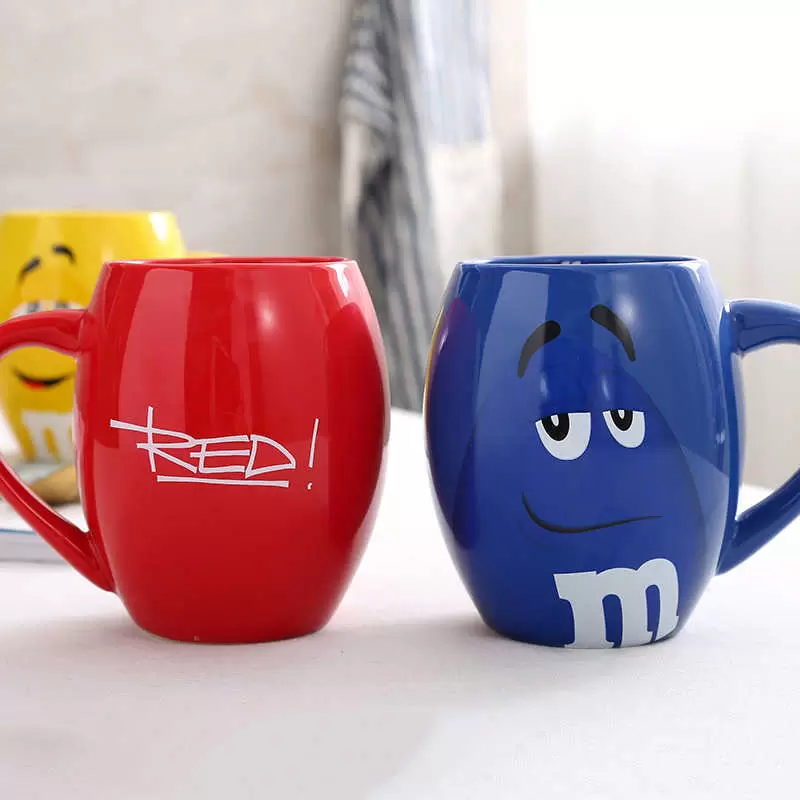 600mL m&m Beans Coffee Mugs Tea Cups and Mugs Cartoon Cute Expression Mark Large Capacity Drinkware Christmas Gifts 210827