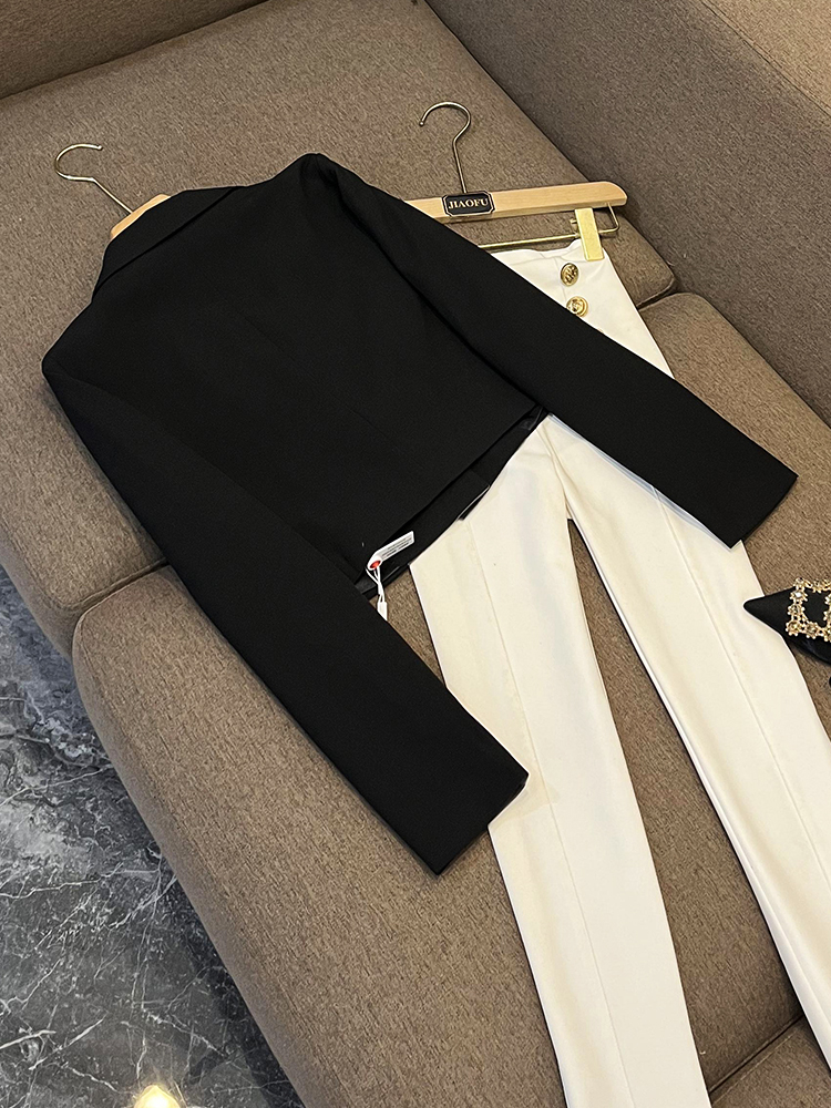 2023 outono preto cinza contraste cor painéis blazers manga longa entalhado-lapela outwear casacos d3n021155
