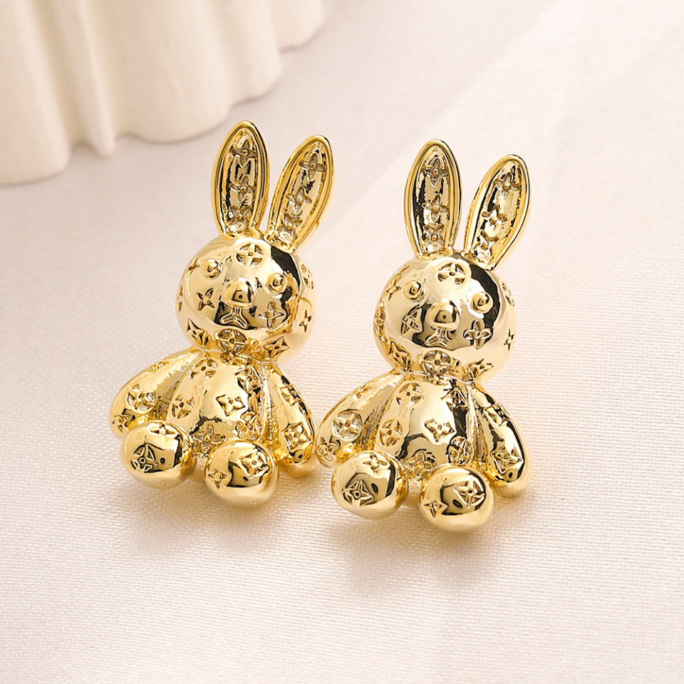 Damen Love Rabbit Ohrringe Charm Design Gold Ohrringe Frühling Designer Schmuck Romantisches Paar Familie Geschenk 925 Splitter Edelstahl Zubehör ZG2239