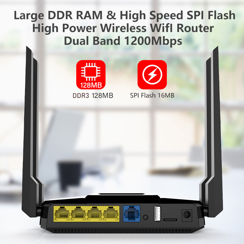 WG108 Home Wireless Wi -Fi Router 2.4G 5G Dual Band 1200 Mbps Gigabit LAN szerokie pokrycie 16 MB Flash 128 MB RAM