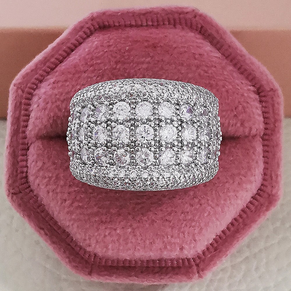 Micro Pave Lab Diamond Ring 925 Стерлинговое серебряное обручальное обручальное обручальное кольца для женщин свадебного дня рождения подарки на день рождения