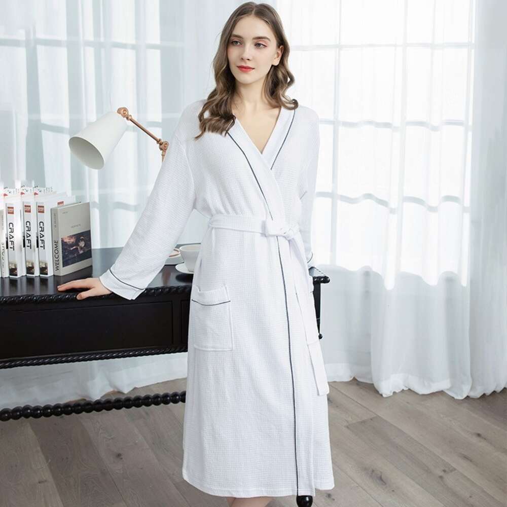 Peignoir japonais doux pour Couple, vêtements de nuit confortables pour dames, longs Pamas, vêtements de nuit fins, gaufrés absorbants, Yukata, printemps automne