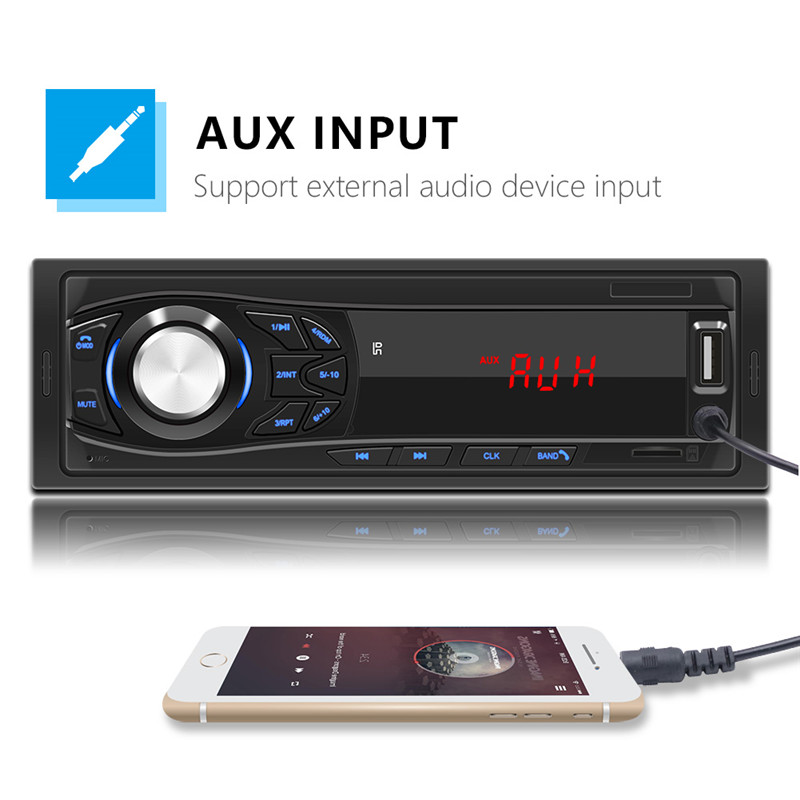 12V CAR RIDIOS bezprzewodowy Bluetooth 1 DIN Handsfree Mp3 FM Music Player Aux/TF/USB Adapter stereo audio odbiornik samochodowy