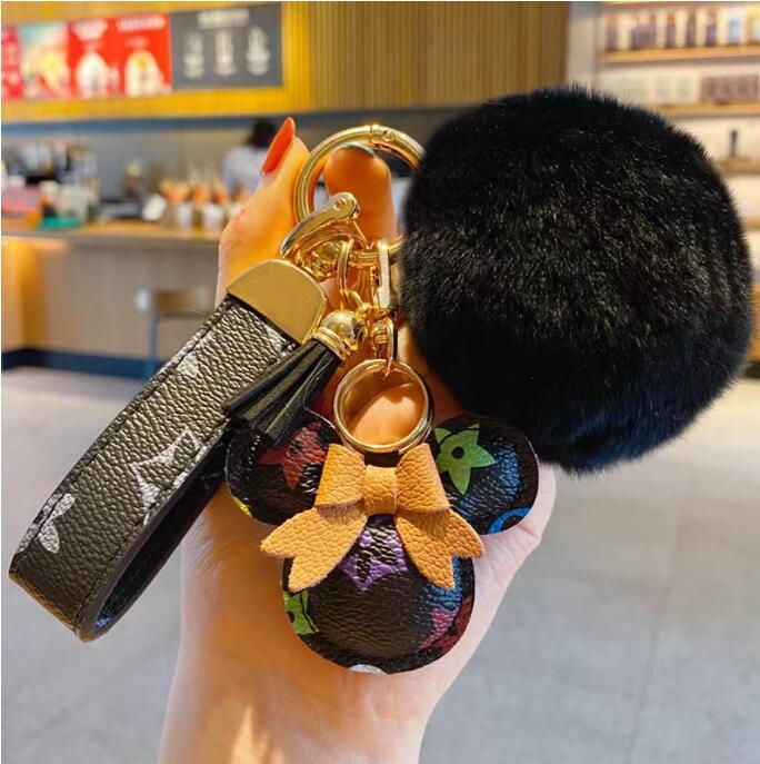 Newleather Keychain Designer Keychain Buckle Rabbit Hairball Cartoon Plush Cute Car Keychain Men's and Women's Bag Pendant Accessories