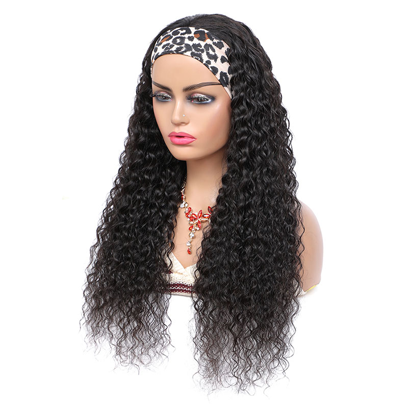 Wholesale of Ice Silk Head Covers by Manufacturers Water Wave Peruvian Hair Black Women's Wig Headbands