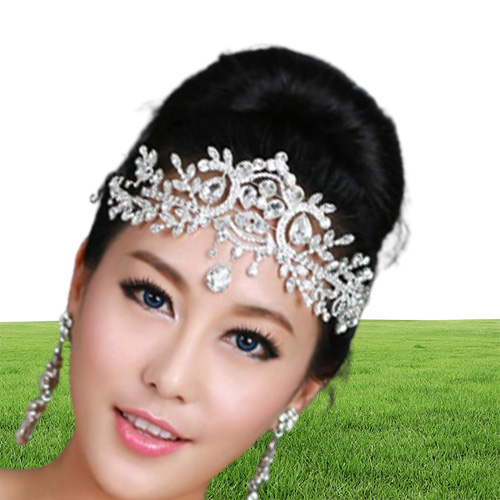 Trendy Wedding Bridal Headpieces Crystal Rhinestone Diamond Forehead Hair Accessories Tassel Headband Crown Tiara Princess Headpie4710988