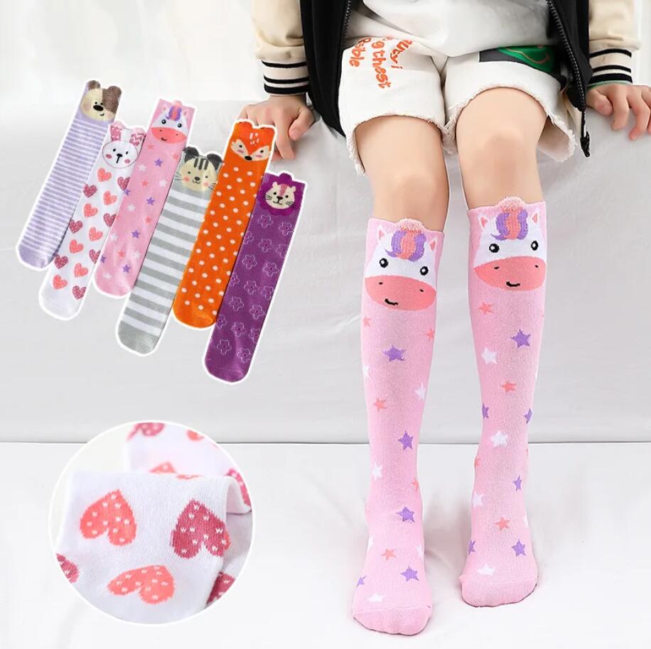 Милые детские хлопковые носки с героями мультфильмов, детские хлопковые носки с изображением медведя, длинные гетры до колена, детские носки для мальчиков и девочек, От 3 до 12 лет