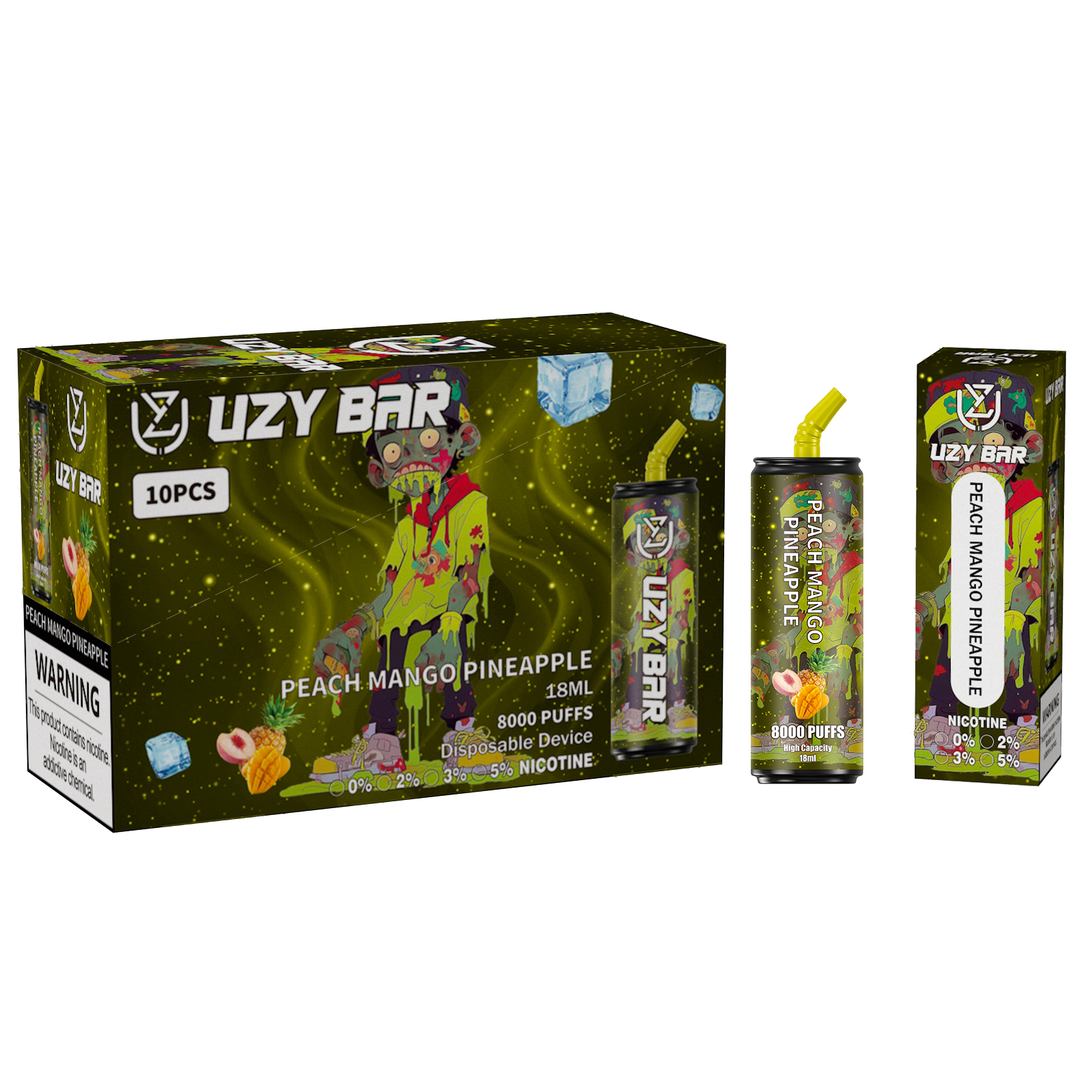 Original UZY bar E Cigarette puff 8000 10 Flavors 18ml Rechargeable Disposable Vape Pen Device Pod Smok Vapes Kit 8000 puffs NIC 0% 2% 3% 5% 1100Mah Battery instock