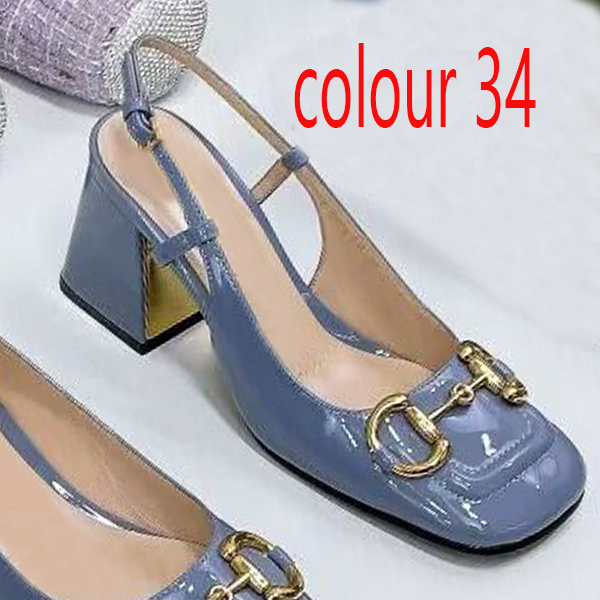 Women Sandal Beach designer shoes 100% leather Summer Belt buckle Thick heel Heels lady Sandals Metal cowhide Work Womens Shoes Large size 35-41-42 Genuine leather sole
