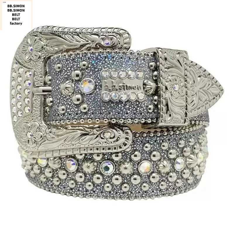 2023 Designer Bb Belt Simon Belts for Men Women Shiny diamond belt Black on Black Blue white multicolour1232