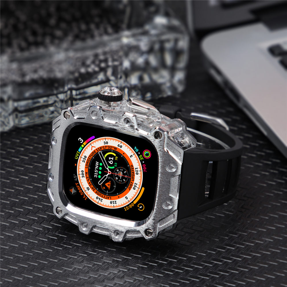 Para Apple Watch Ultra 2/Ultra AP Mod Kit Capa protetora com pulseira de borracha fluorada 49 mm
