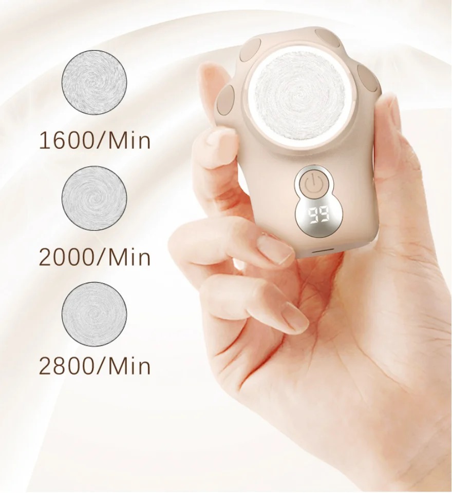 Écran LED broyeur de pieds sans fil, dissolvant de callosités de peau morte, Mini perceuse à pied 1600 tr/min 2000 tr/min 2800 tr/min avec 3 têtes de meulage