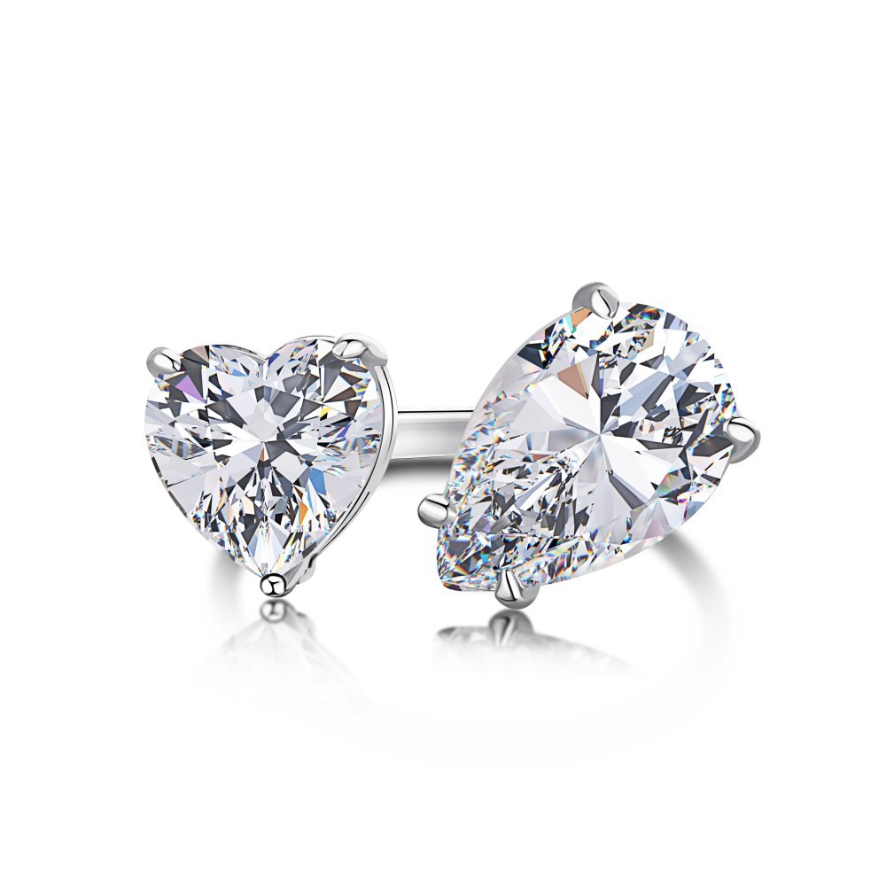 7kai Anelli nuziali Queen Heart Lab Moissanite Anello con diamanti 100% reale argento sterling 925 Fascia feste le donne Gioielli da promessa nuziale