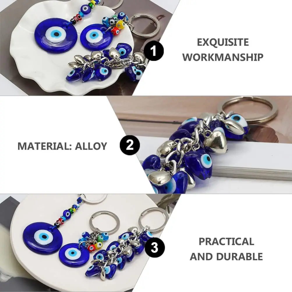 Sleutelhangers Lanyards L Turks Blauw Boze Oog Sleutelhanger Sier Lucky Key Ring Devil Eyes Chain Sieraden Craft Drop Delivery Ambbi