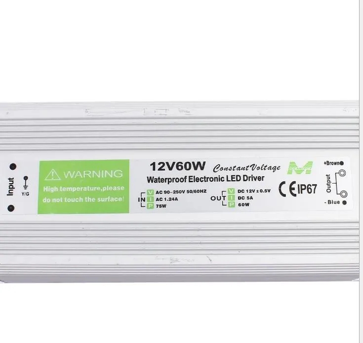 LED 전원 공급 장치 고품질 DC 12V 5A 60W 20-300W 10A IP67 변압기 LED 드라이버 어댑터 90V-250V 방수 변압기 일정한 전압