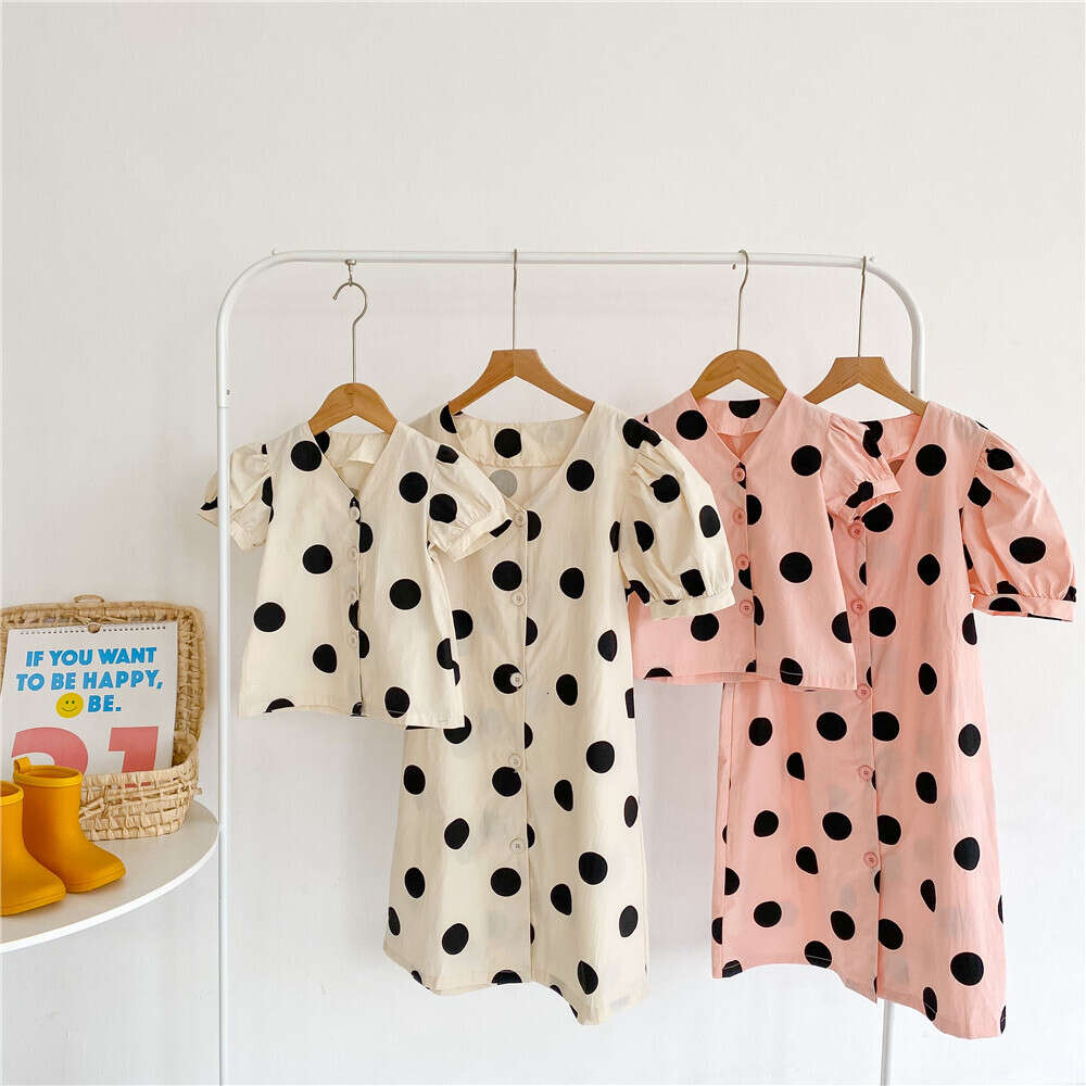 Mutter Tochter Kleid Korea Kinderbekleidung Großhandel Sommer Mädchen Polka Dot Eltern-Kind-Kleidung japanische Serie