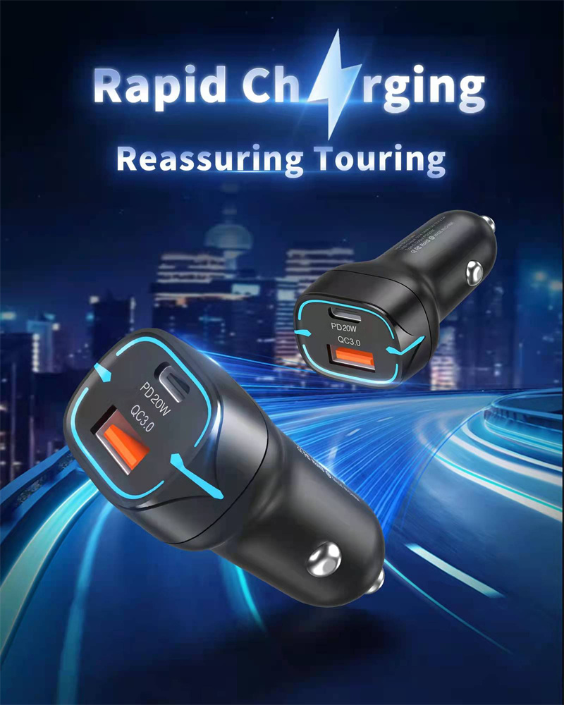 Universal Fast Speed ​​Dual Ports Car Charger 3.1a USB PD 20W Тип C Auto Power Adapters для iPhone 14 Pro Max 13 Samsung LG Android PC с розничным пакетом